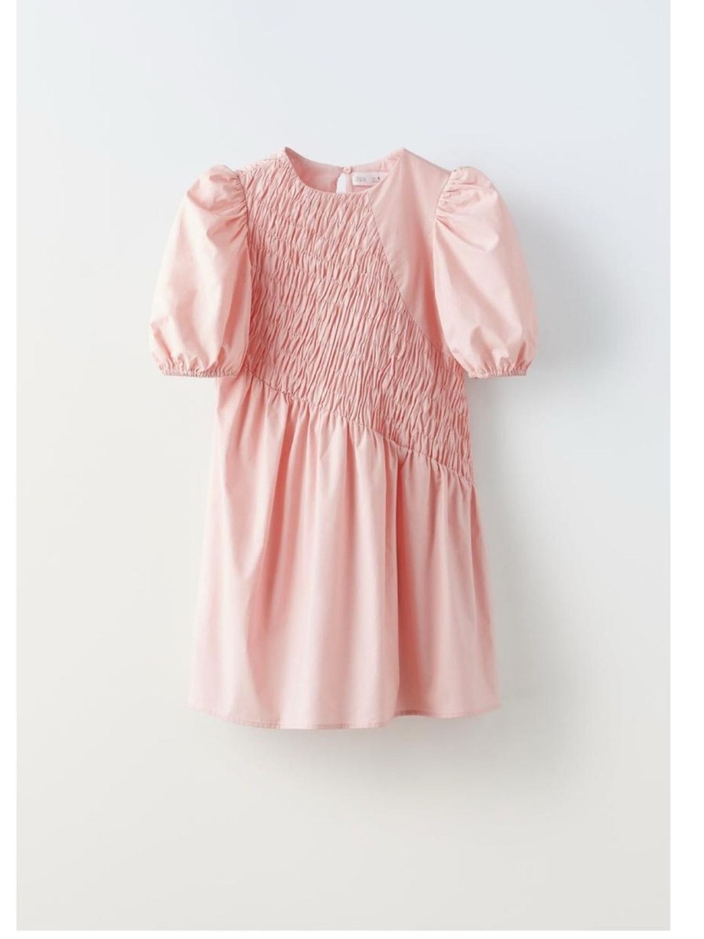 Zara Light Pink Smocked Puff Sleeve Dress